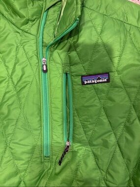 Patagonia Bright Green Quilted Half-Zip Pullover